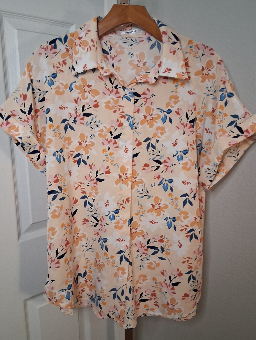 Zeagoo Floral Button Down Shirt Short Sleeve Large